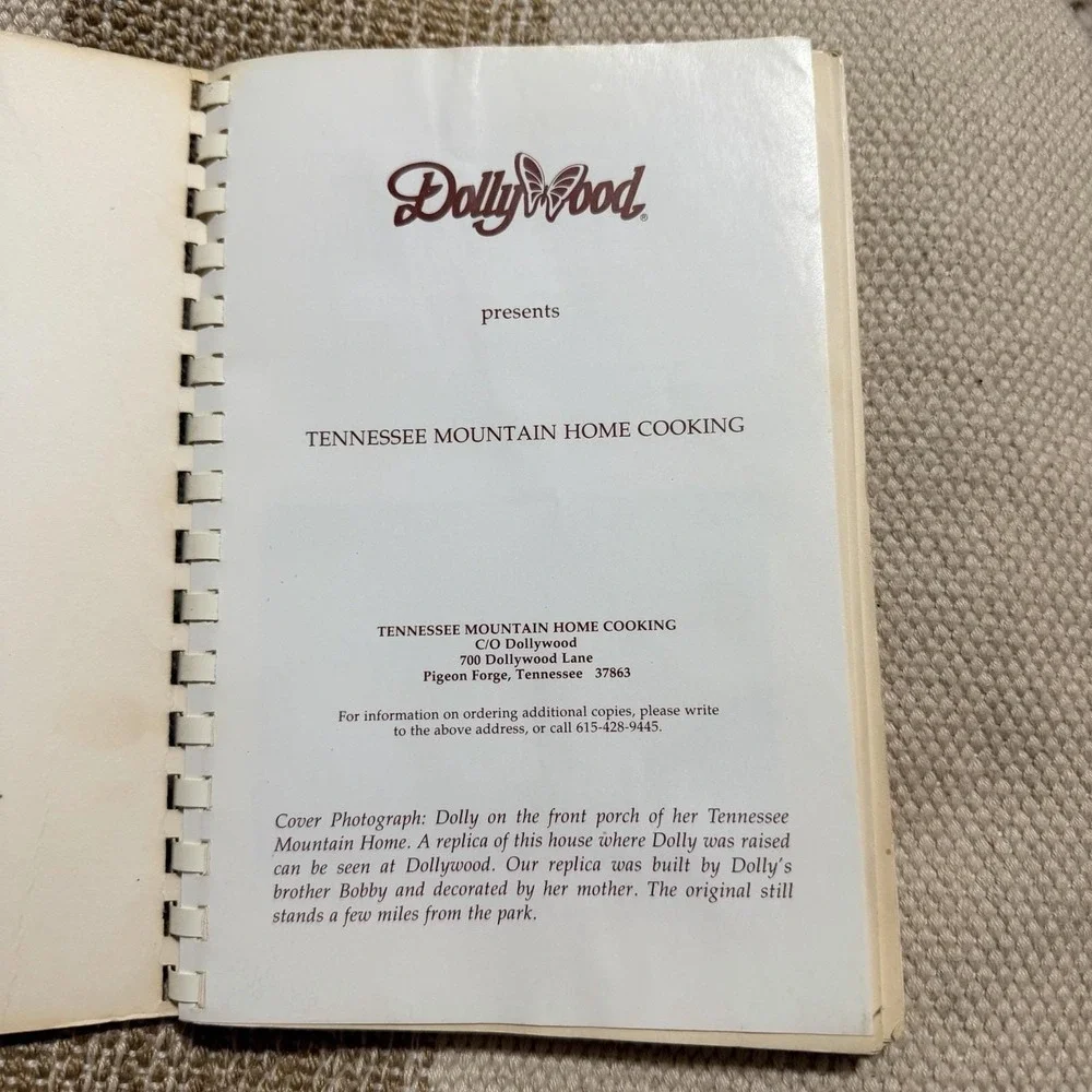 Dollywood Presents Tennessee Mountain Home Cooking Cookbook Spiral Dolly Parton